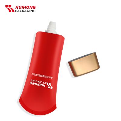 Tube de lotion biodégradable rouge 100 ml avec couvercle en or à vis