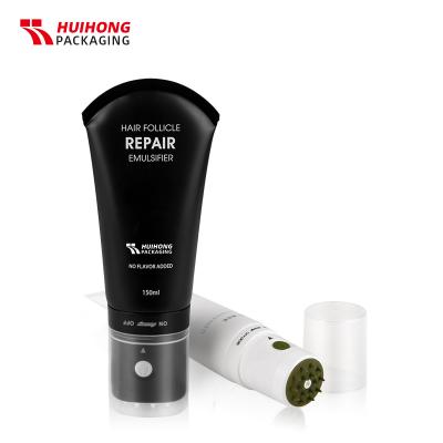 Cheveux de canne à sucre noir massage du cuir chevelu tête de peigne en silicone tube de lotion à presser PE
