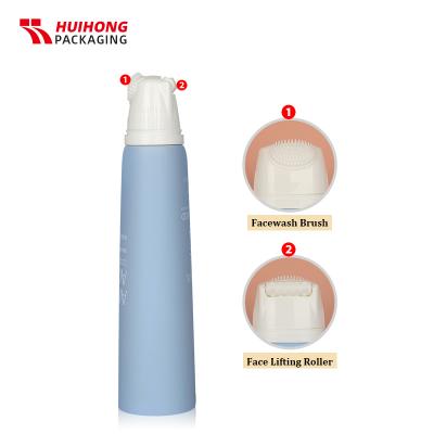 tube de rouleau de levage de visage de brosse de silicone de massage de cuir chevelu de cheveux dégradables bleus avec le couvercle de pp
