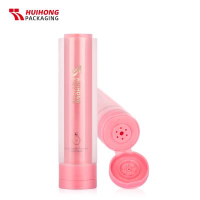 Crème pour les mains mate de canne à sucre rose presser tube à double chambre avec couvercle rabattable
