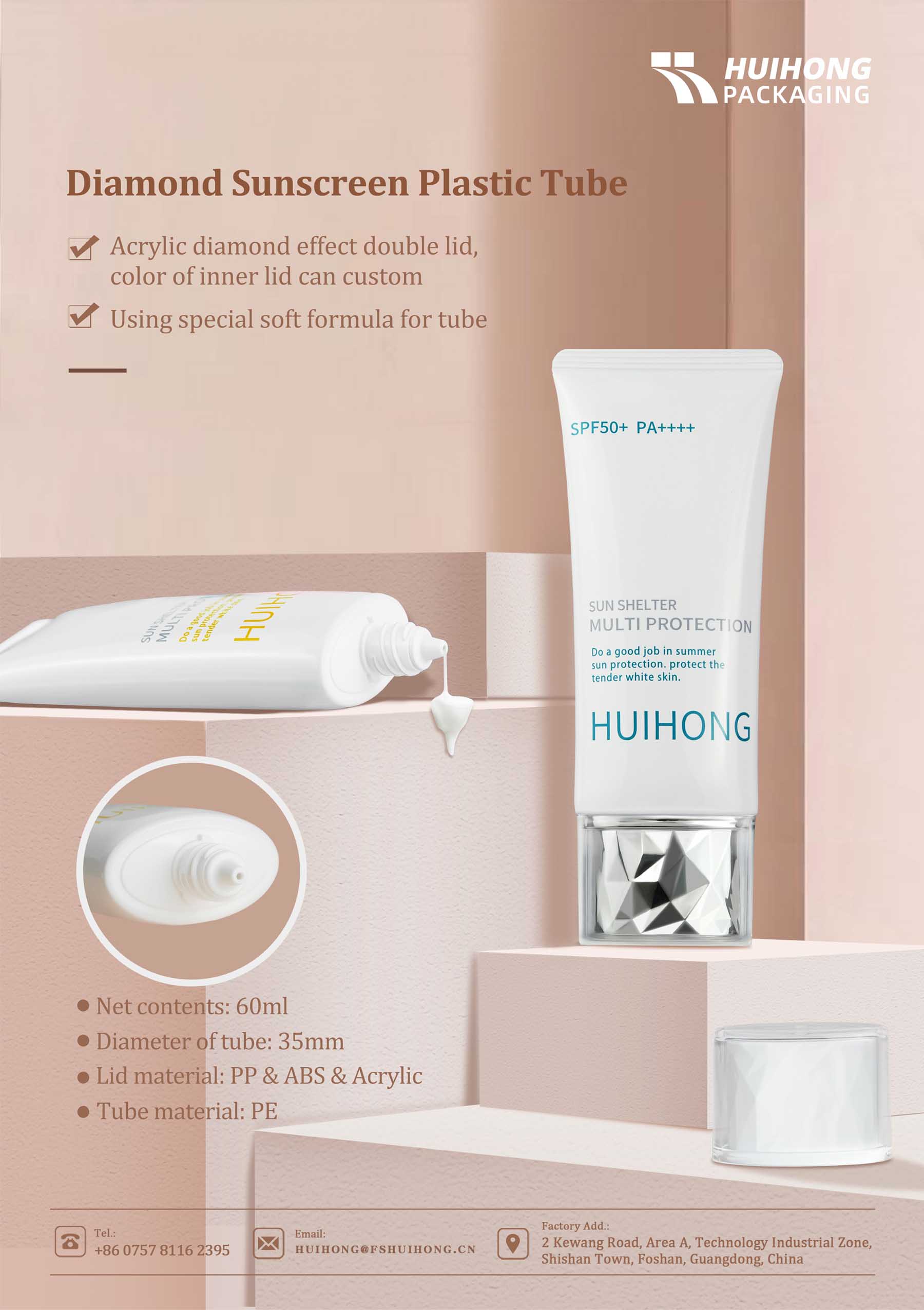 2022 nouveaux produits de protection solaire | tube de protection solaire en diamant cristallin
